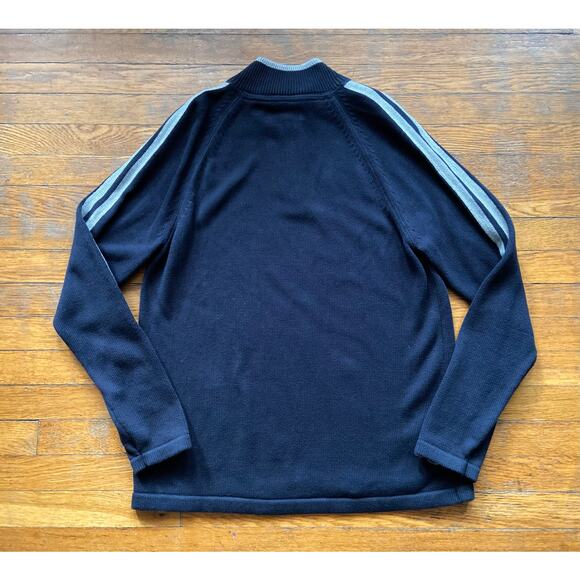 EDDIE BAUER Navy Blue/Gray 1/4 Zip Heavy Knit Sweater Mens sz L - Picture 6 of 9